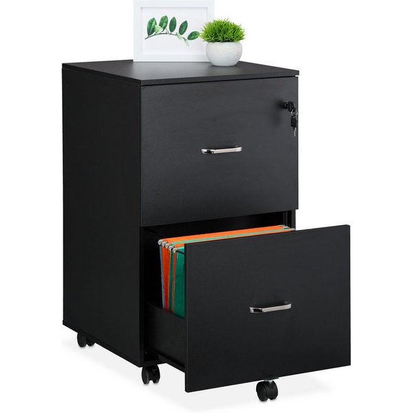 relaxdays Rollcontainer mit Hängeregister, (1 St), schwarz