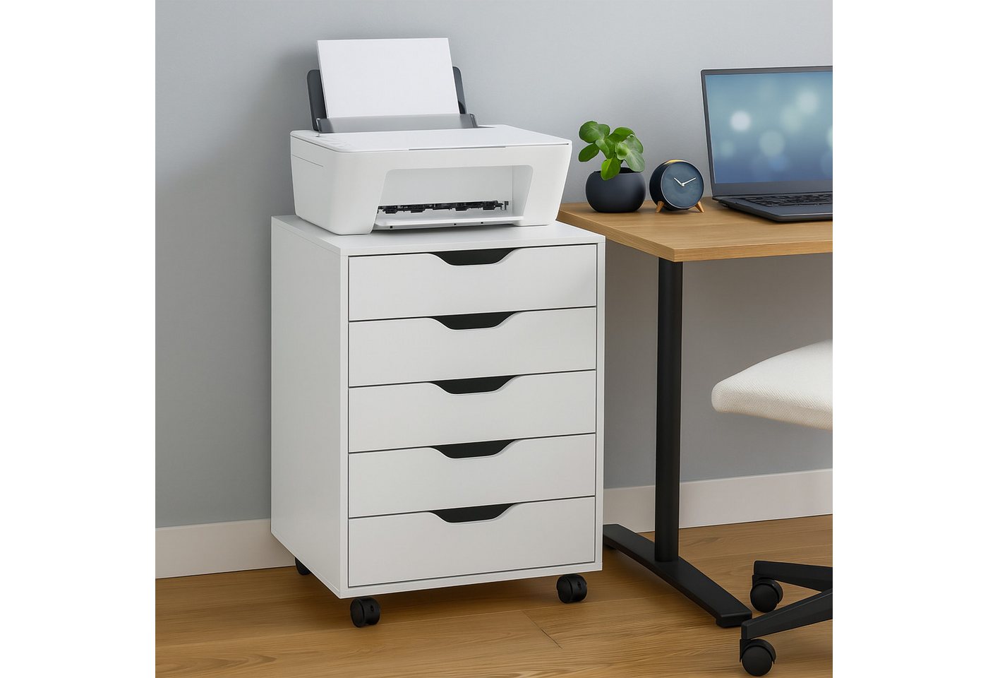relaxdays Rollcontainer mit Schubladen, (1 St), weiß – Bild 2 von 5