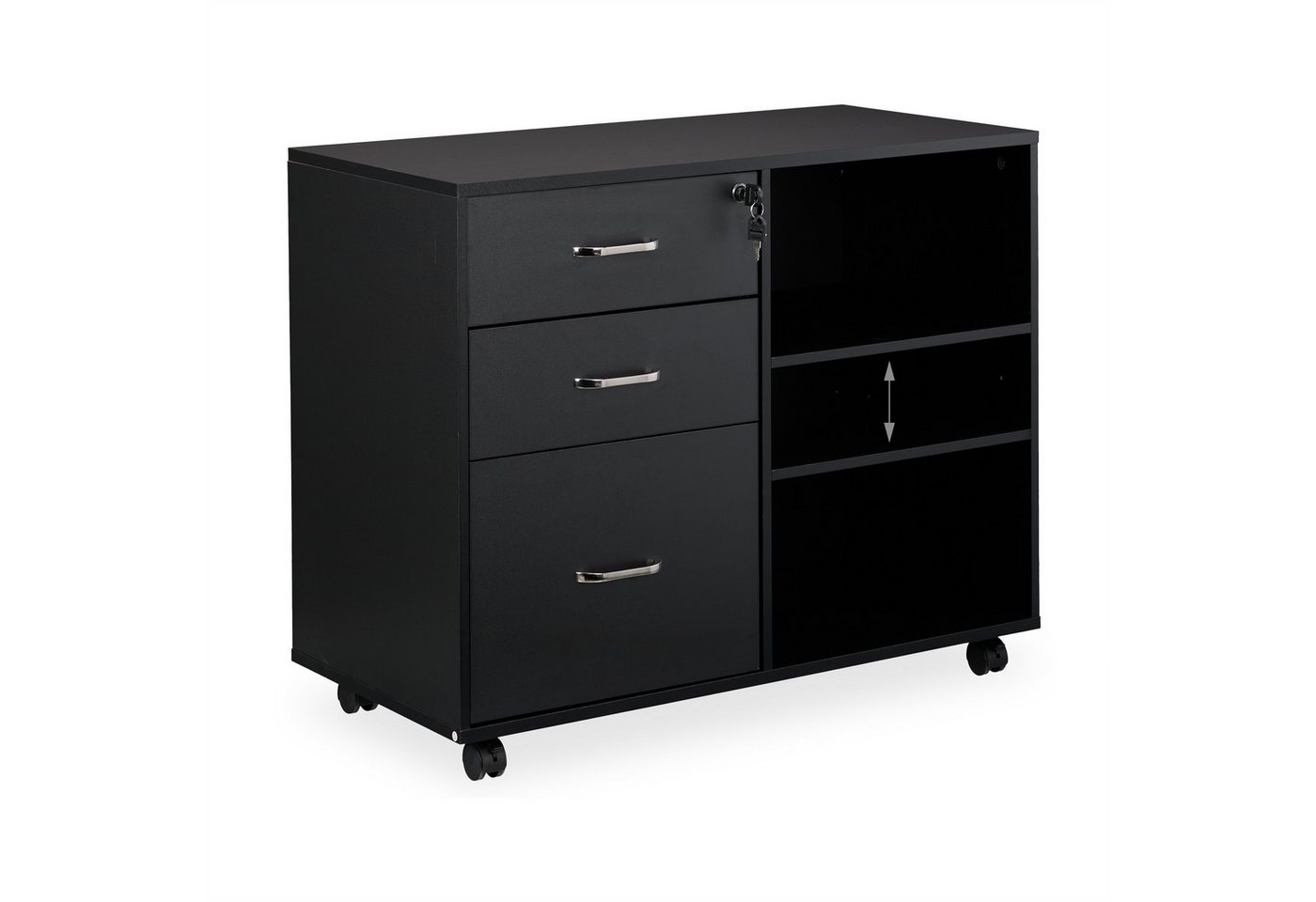 relaxdays Rollcontainer mit Schubladen und Ablagen, (1 St), schwarz – Bild 5 von 5