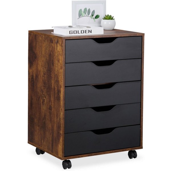 relaxdays Rollcontainer mit Schubladen, (1 St), Industrial-Schwarz