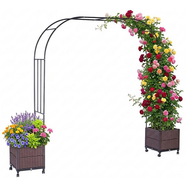 relaxdays Rosenbogen mit 2 Pflanzkübeln, 1 St.