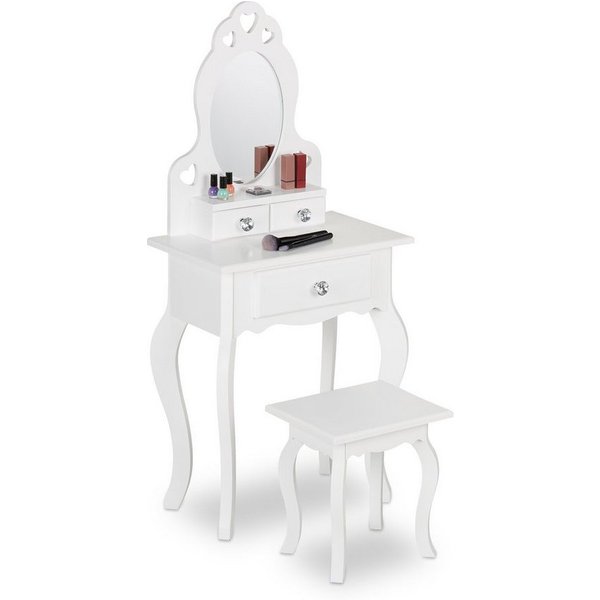 relaxdays Schminktisch Kinder Schminktisch mit Hocker (2-St)
