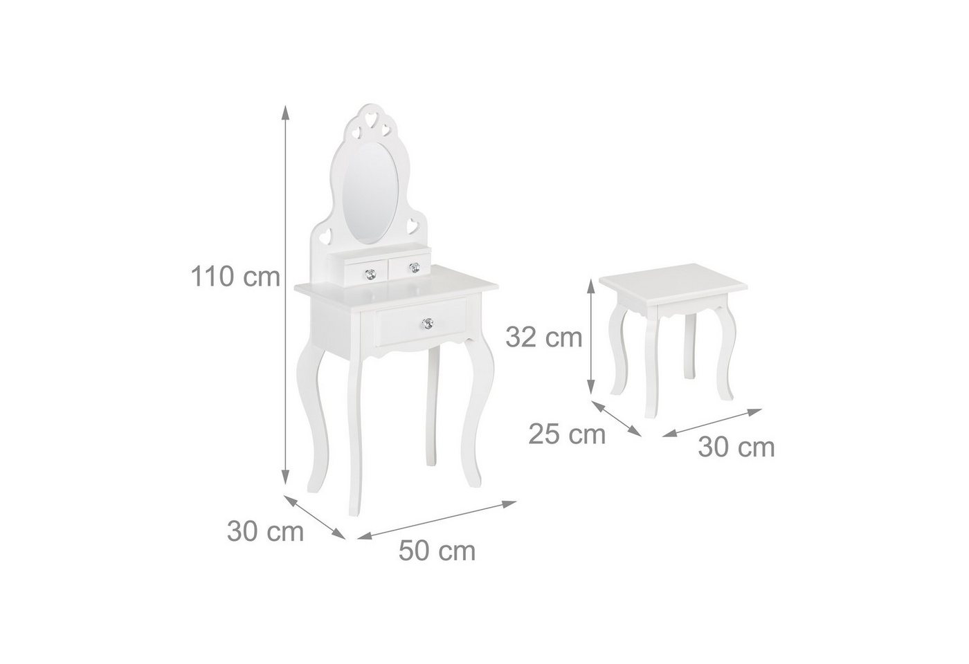 relaxdays Schminktisch Kinder Schminktisch mit Hocker (2-St) – Bild 4 von 5