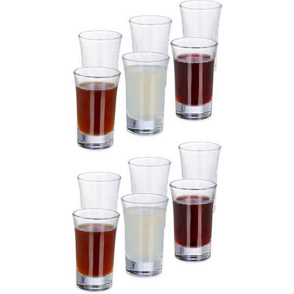 relaxdays Schnapsglas Schnapsgläser 4cl im 12er Set, 12-tlg., Glas