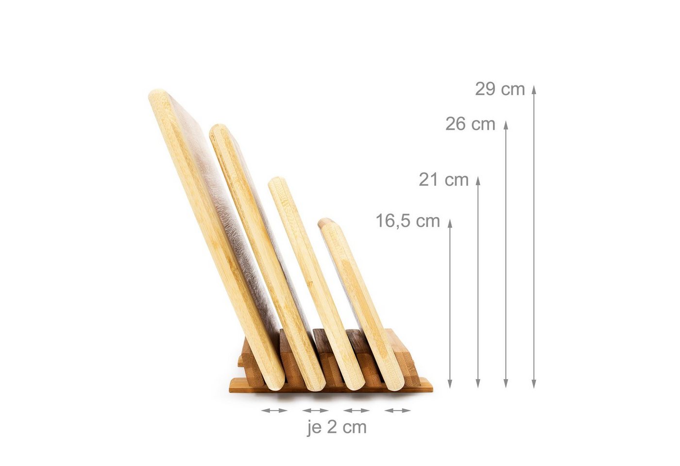 relaxdays Schneidebrett Bambus 4er Set mit Ständer, Bambus, (5-St) – Bild 5 von 5
