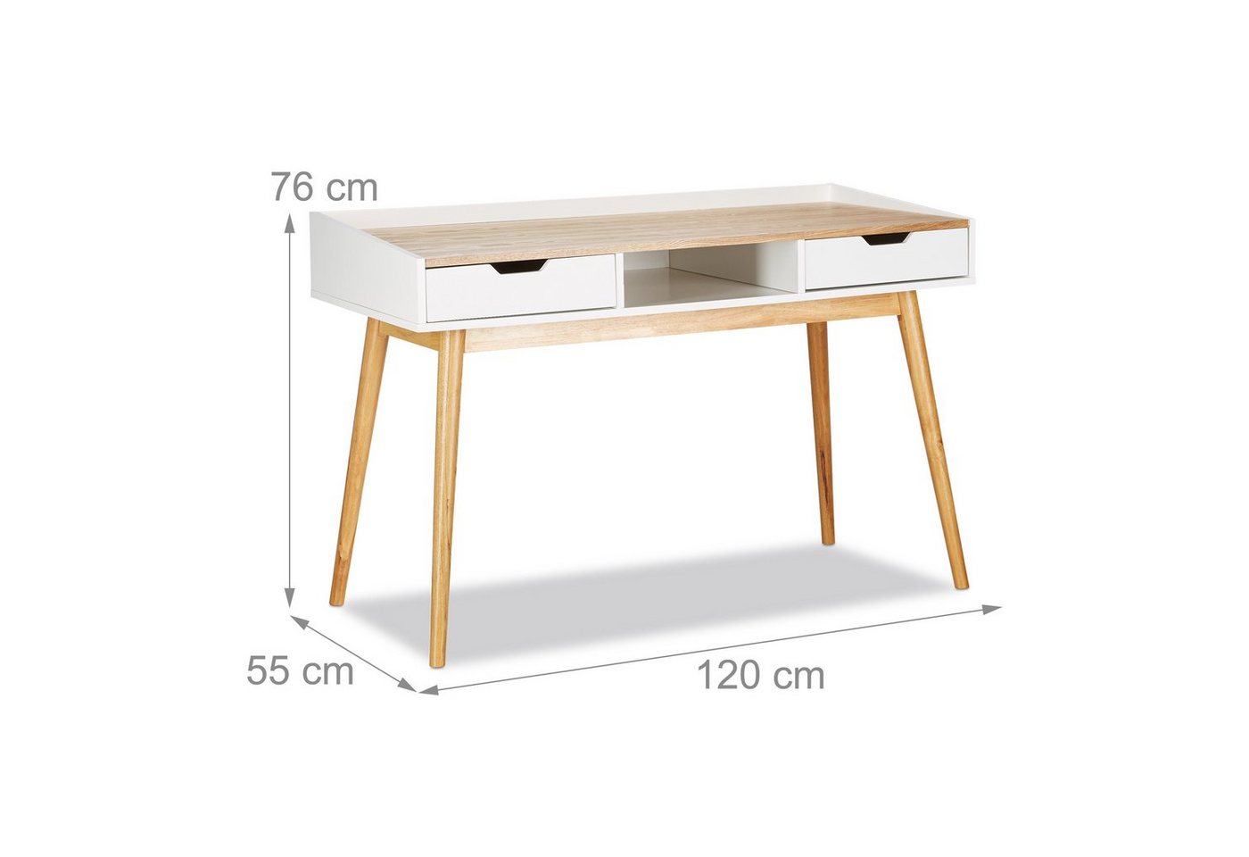 relaxdays Schreibtisch 2 Schubladen (1-St) – Bild 3 von 5