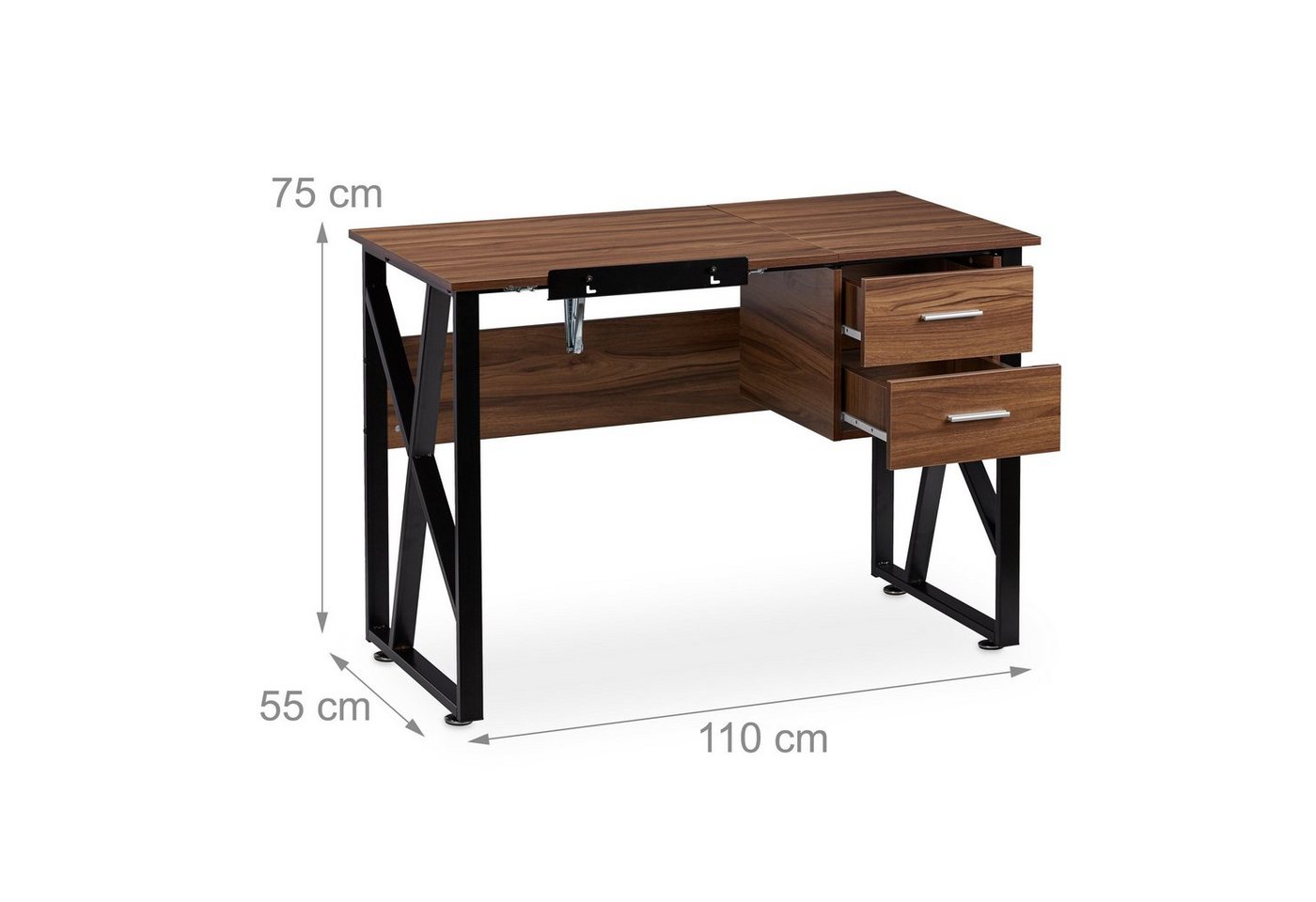 relaxdays Schreibtisch neigbar (1-St), Holz / Schwarz – Bild 4 von 5