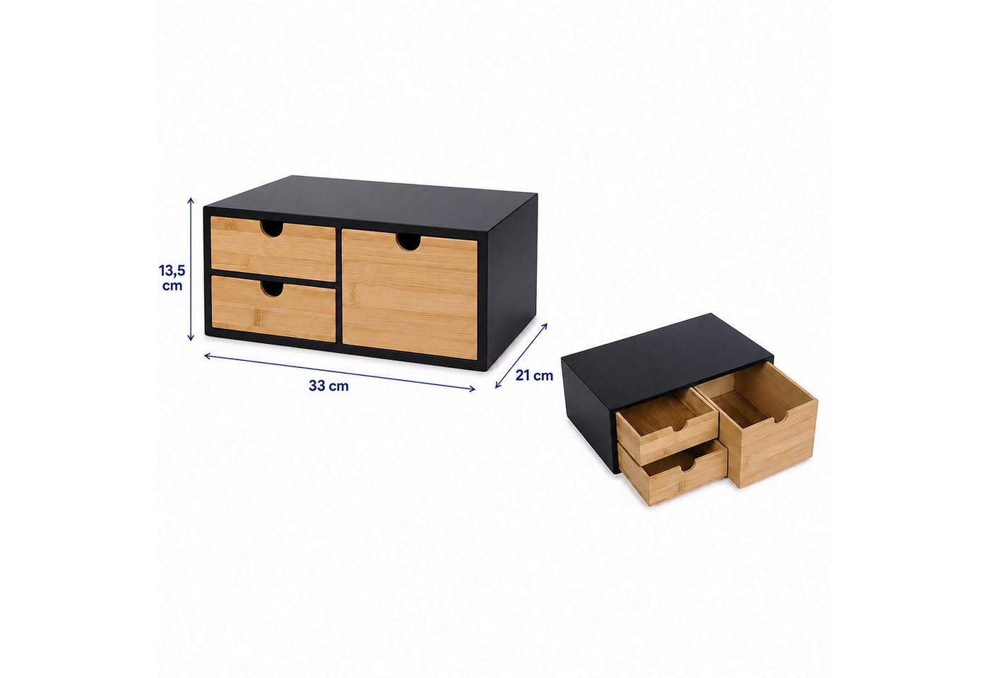 relaxdays Schubladenbox 3 Schubladen, (1-St), schwarz – Bild 4 von 5