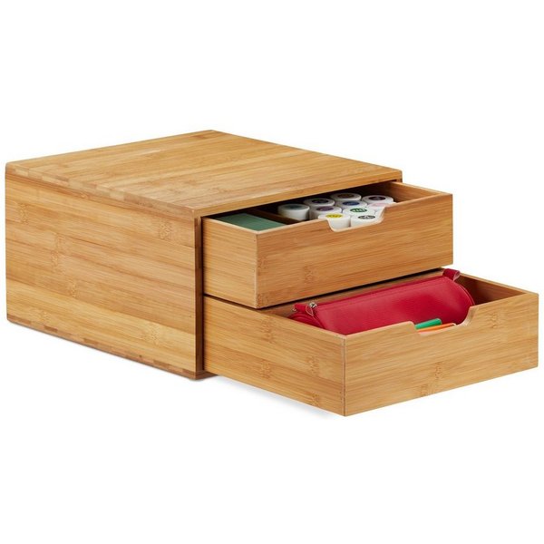 relaxdays Schubladenbox Bambus, (2-St), 2