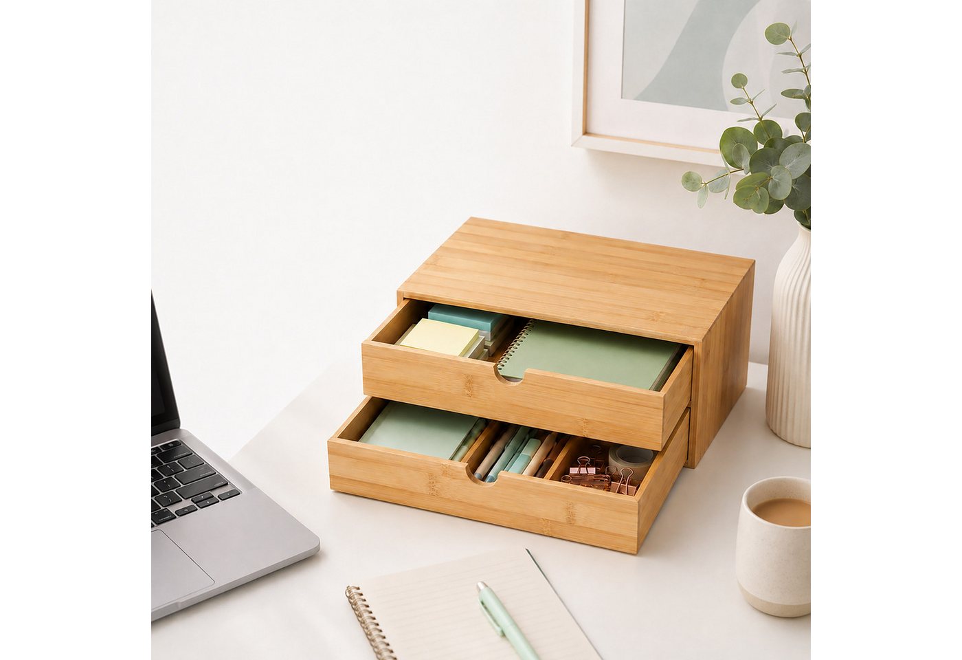 relaxdays Schubladenbox Bambus, (1-St), C – Bild 2 von 5