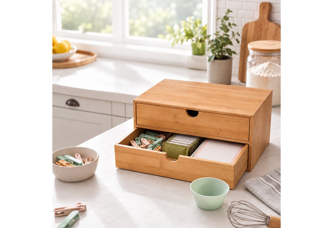 relaxdays Schubladenbox Bambus, (1-St), C – Bild 3 von 5