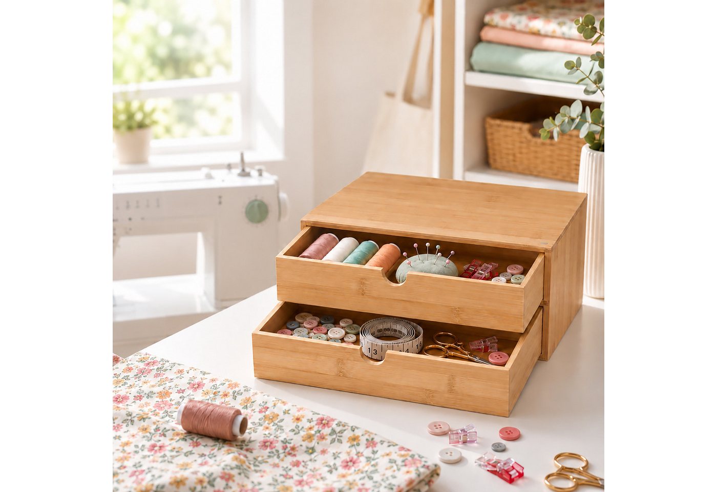 relaxdays Schubladenbox Bambus, (1-St), C – Bild 5 von 5