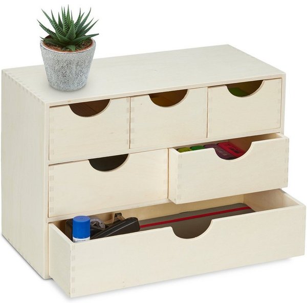 relaxdays Schubladenbox Holz, (1-St)