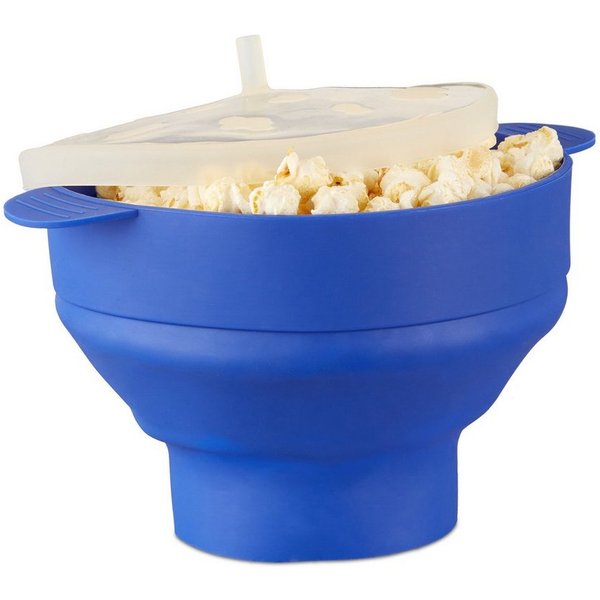 relaxdays Schüssel Popcorn Maker Silikon für die Mikrowelle, Silikon, (1-tlg), blau