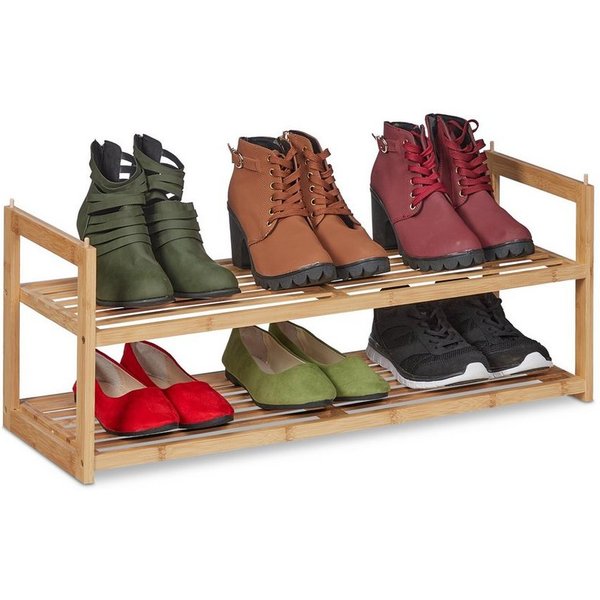 relaxdays Schuhregal Bambus Schuhregal stapelbar, 1-tlg.