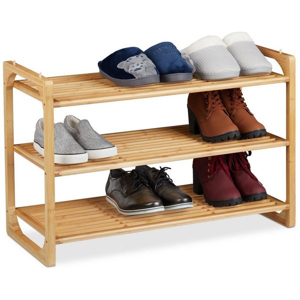relaxdays Schuhregal Bambus stapelbar, 1-tlg.