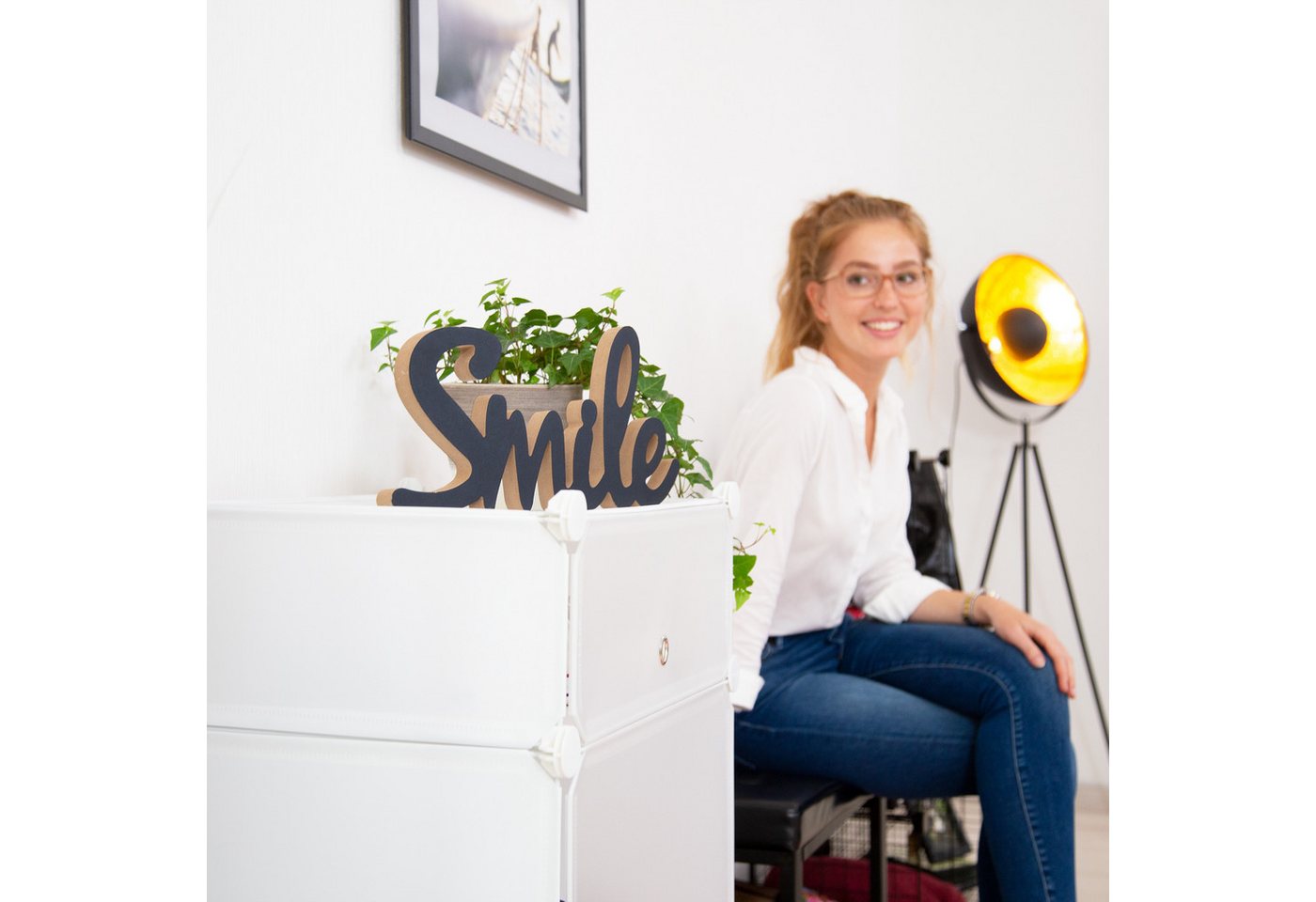 relaxdays Schuhregal Kunststoff mit 4 Fächern, 43-tlg., weiß – Bild 2 von 5