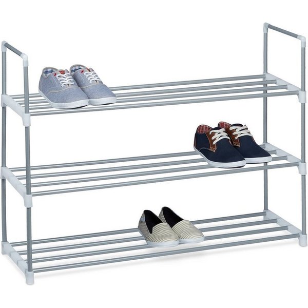 relaxdays Schuhregal Metall silber, 1-tlg., 3