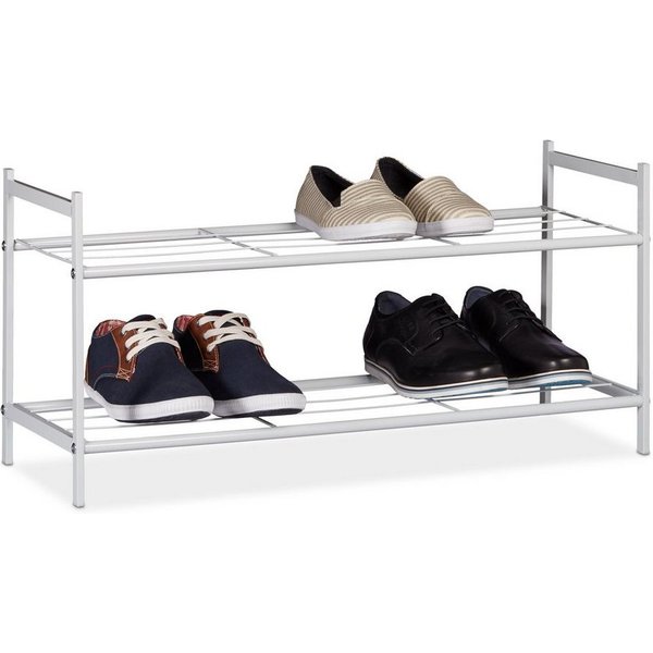 relaxdays Schuhregal mit 2 Ebenen, 1-tlg., weiß