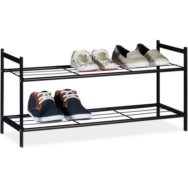 relaxdays Schuhregal mit 2 Ebenen, 1-tlg., schwarz
