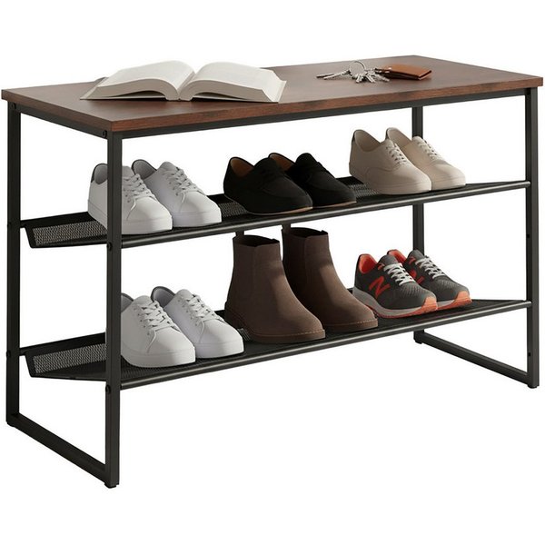 relaxdays Schuhregal mit Ablage, 1-tlg., Industrial-Schwarz