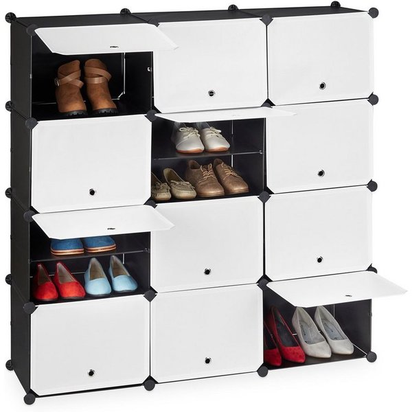 relaxdays Schuhregal Schuhschrank Stecksystem 24 Fächer, 24-tlg.
