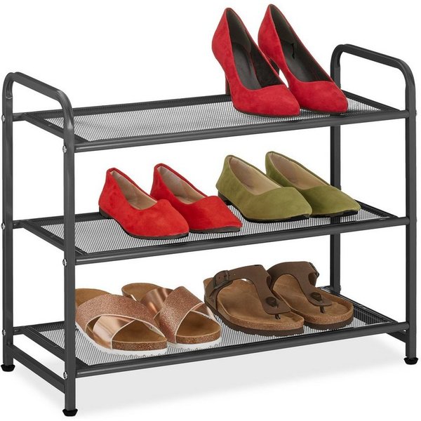 relaxdays Schuhregal Schwarzes Schuhregal Metall, 1-tlg.