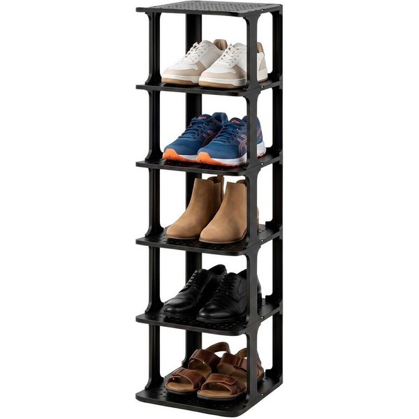 relaxdays Schuhregal Stapelbares Schuhregal, 1-tlg., schwarz, 6er-Pack
