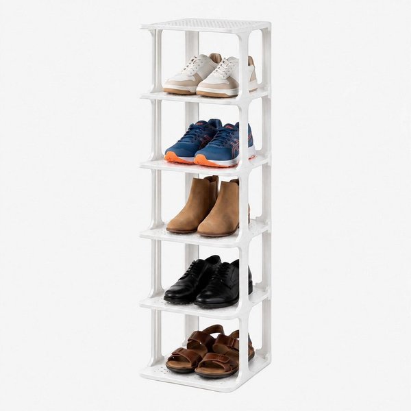 relaxdays Schuhregal Stapelbares Schuhregal, 1-tlg., weiß, 6er-Pack
