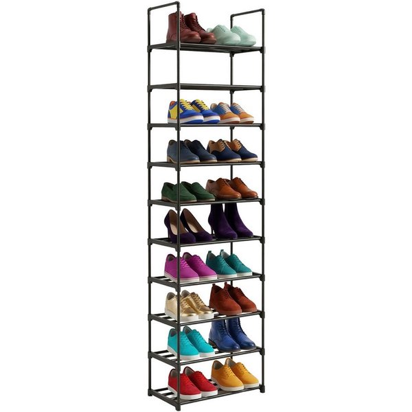 relaxdays Schuhregal Stecksystem Metall, 1-tlg., schwarz, 10 Ebenen, 45 cm