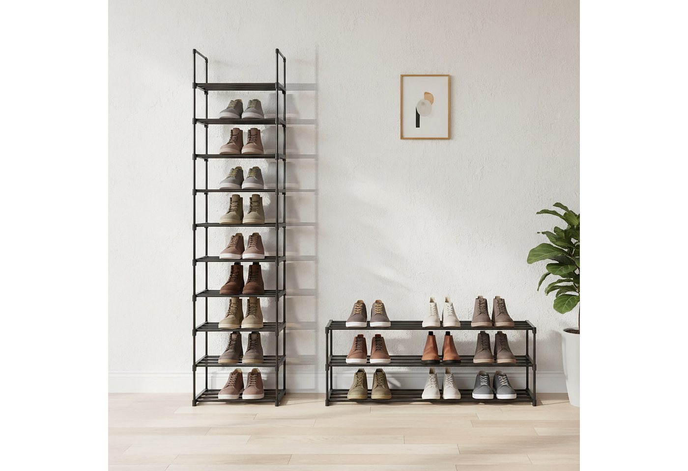 relaxdays Schuhregal Stecksystem Metall, 1-tlg., schwarz, 10 Ebenen, 45 cm – Bild 3 von 5