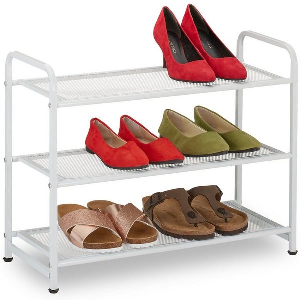 relaxdays Schuhregal Weißes Schuhregal Metall, 1-tlg.