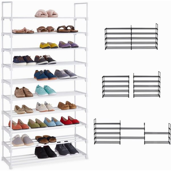 relaxdays Schuhregal XXL Schuhregal erweiterbar, 1-tlg., weiß