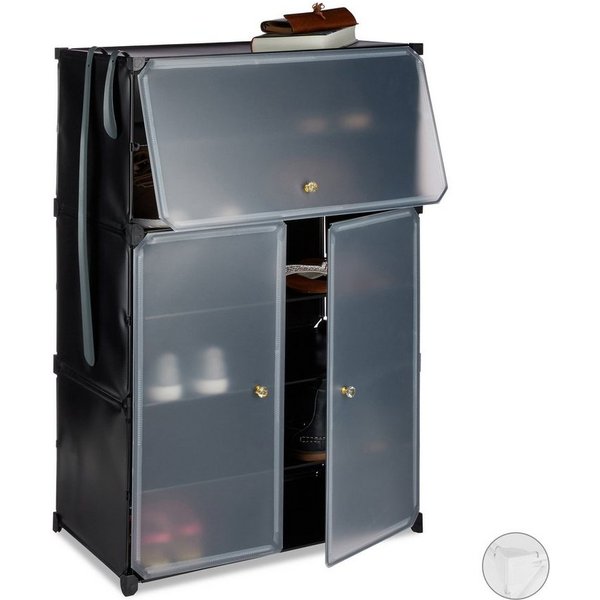 relaxdays Schuhschrank Kunststoff (50-St) schwarz