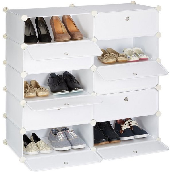 relaxdays Schuhschrank mit 10 Fächern (85-St) weiß