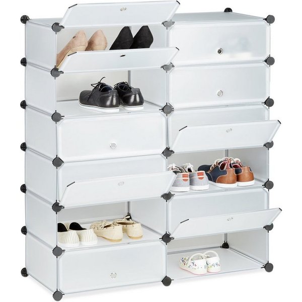 relaxdays Schuhschrank mit 12 Fächern (100-St) transparent