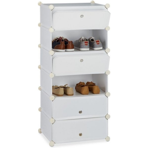 relaxdays Schuhschrank mit 6 Fächern (61-St) weiß