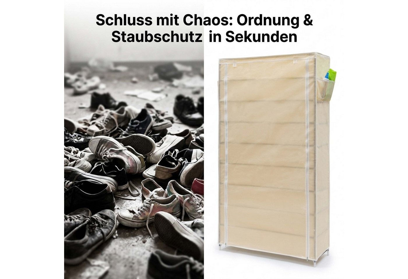 relaxdays Schuhschrank VALENTIN hoch Beige – Bild 3 von 5
