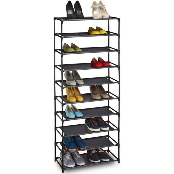 relaxdays Schuhständer Schuhregal Stecksystem 10 Ebenen, schwarz