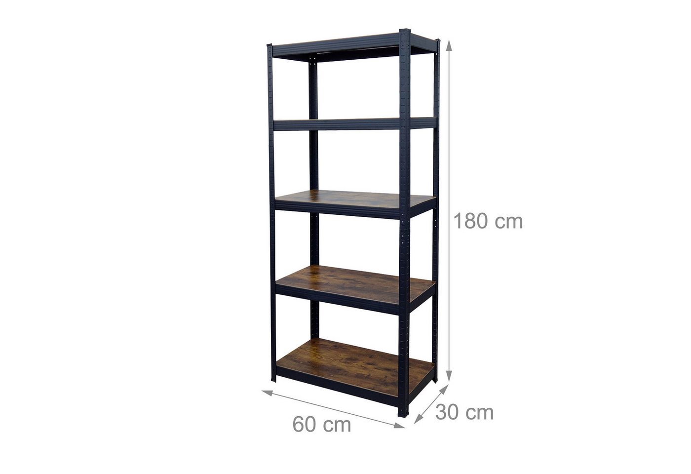 relaxdays Schwerlastregal 180x60x30 cm, Industrial-Schwarz – Bild 4 von 5