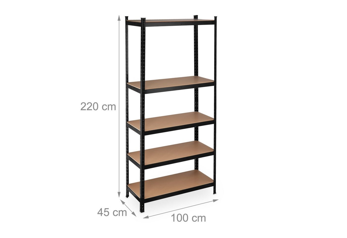 relaxdays Schwerlastregal 220 cm schwarz, 9-tlg. – Bild 4 von 5