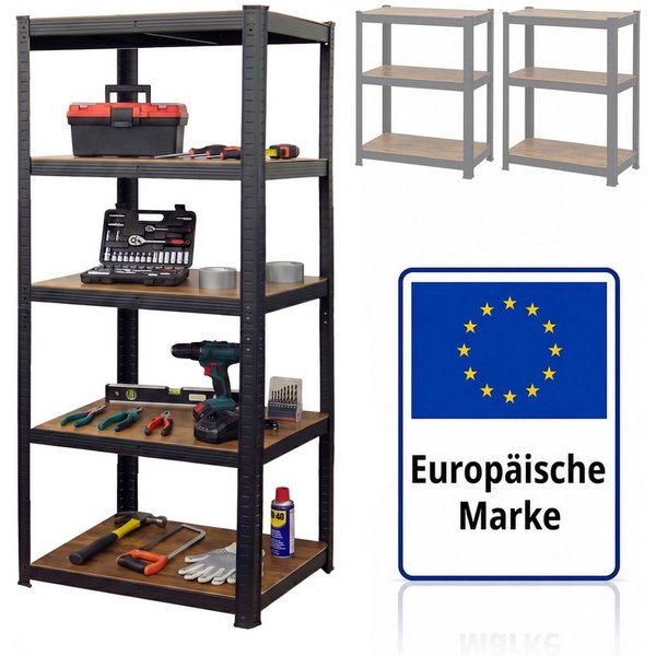 relaxdays Schwerlastregal Industrial 500 kg, 1-tlg., 60 x 90 x 200 cm