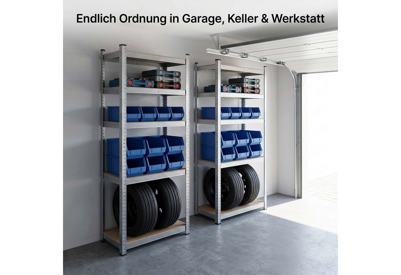 relaxdays Schwerlastregal mit 5 Ebenen 2er Set, 2-tlg. – Bild 2 von 5