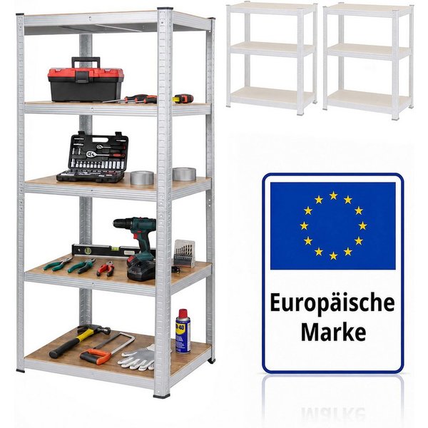 relaxdays Schwerlastregal mit 5 Ebenen bis 875 kg, 60 x 90 x 200 cm
