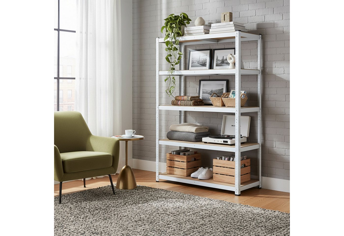 relaxdays Schwerlastregal Stahl 5 Ebenen, 1-tlg., 50 x 100 x 200 cm – Bild 3 von 5
