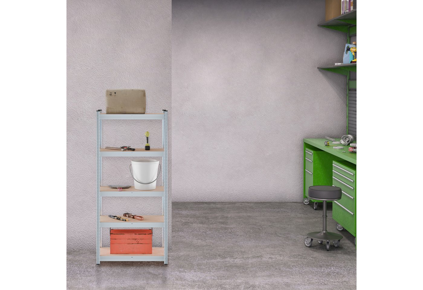 relaxdays Schwerlastregal Verzinktes Schwerlastregal 150x70x30 cm, 1-tlg. – Bild 2 von 5