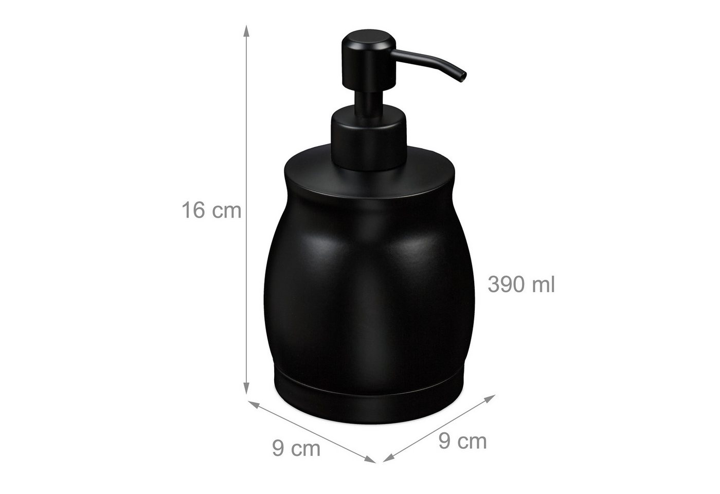 relaxdays Seifenspender Edelstahl 390 ml, (1-tlg), schwarz – Bild 4 von 5