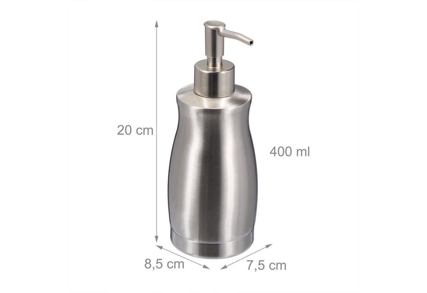 relaxdays Seifenspender Edelstahl 400 ml, (1-tlg), silber – Bild 4 von 5