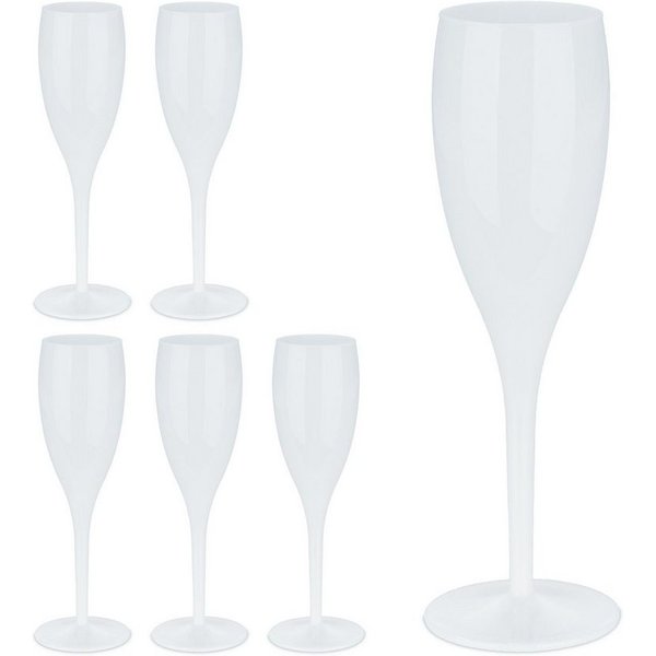 relaxdays Sektglas Sektgläser Kunststoff 6er Set, 6-tlg., Kunststoff