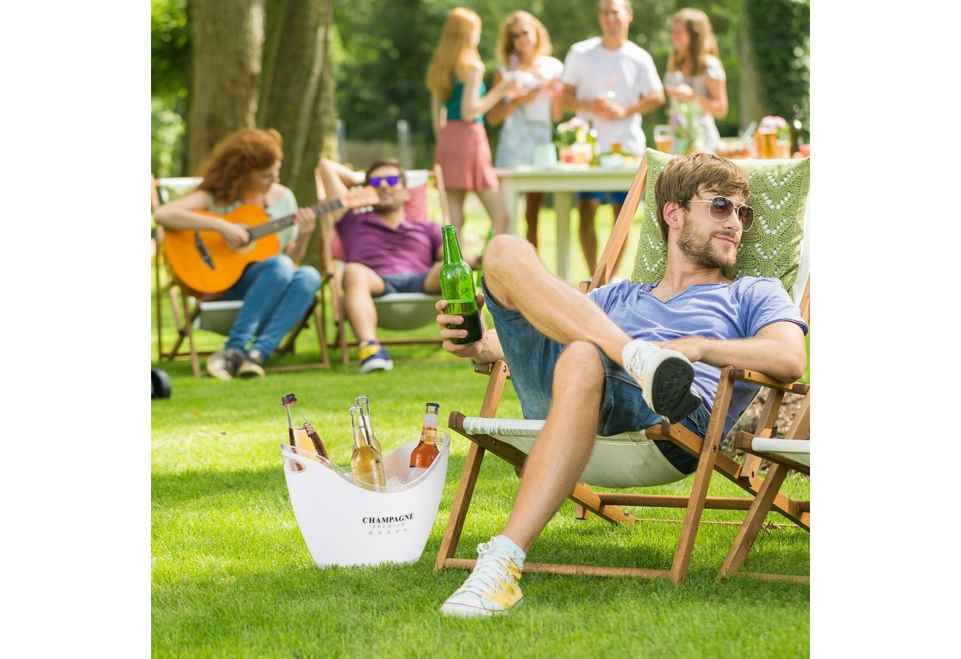 relaxdays Sektkühler 8 l in Weiß – Bild 3 von 5